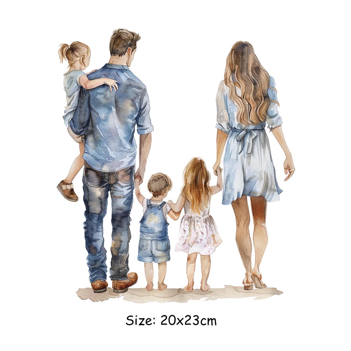 

Термопереносные наклейки с изображением семьи, толстовки, наклейки для одежды, термопресс, аппликация своими руками, парчи Ropa, футболка, термонаклейка