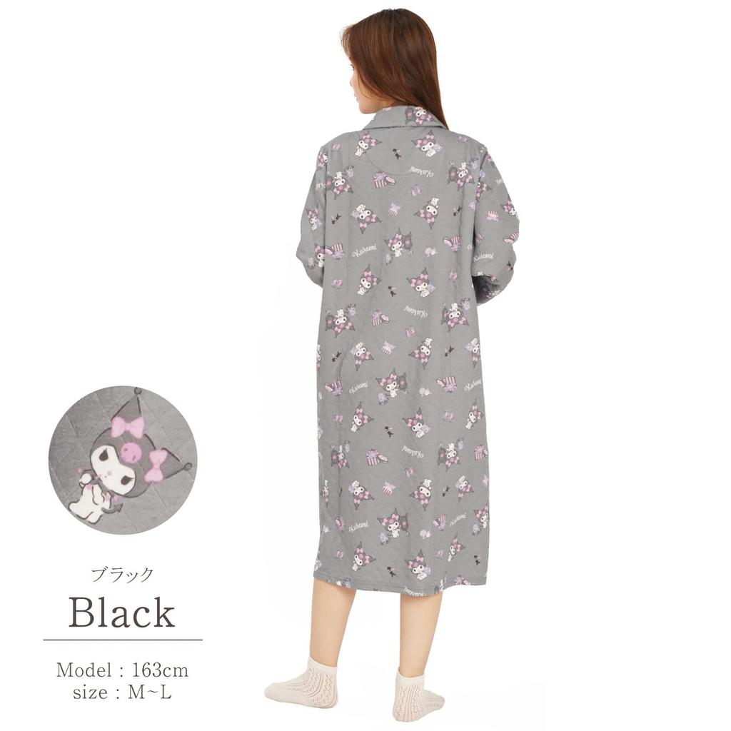 SAN1566 Kuromi Knit Quilt Dress Room Wear Kuromi Sanrio Makeup Kuromi [Southzak] Women's (Black/M-L Size)