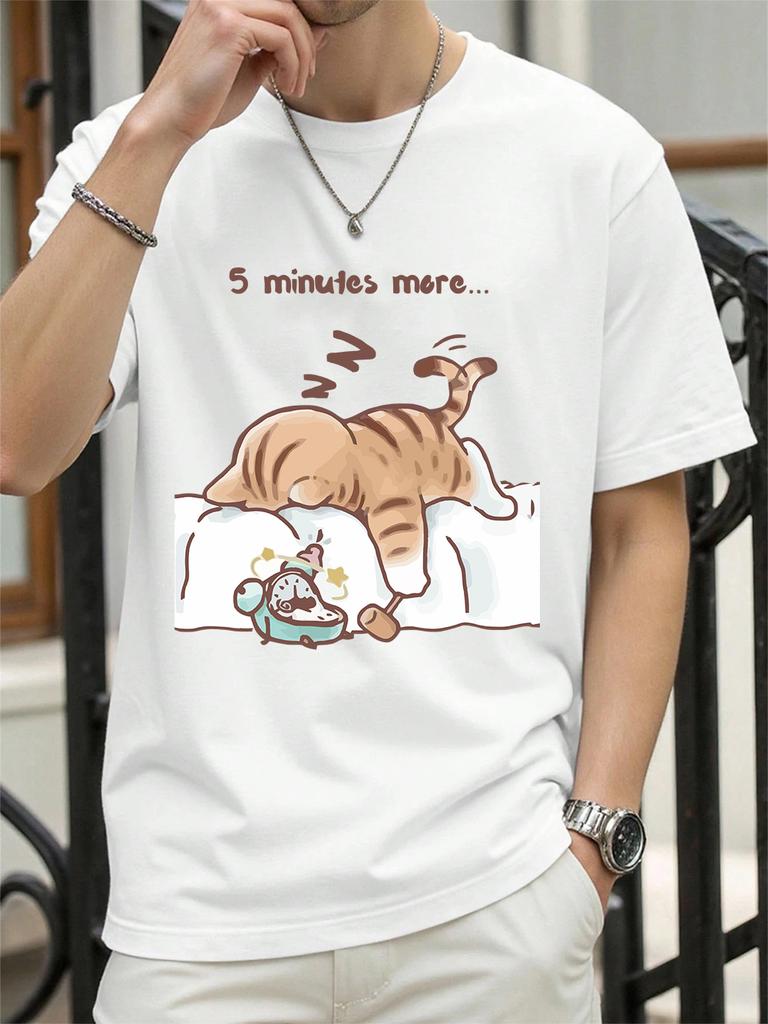 The Cat That Always Wants To Sleep Prints TShirt Women Cotton Summer Tops Soft Loose ONeck Short Sleeve Tees Casual Clothes