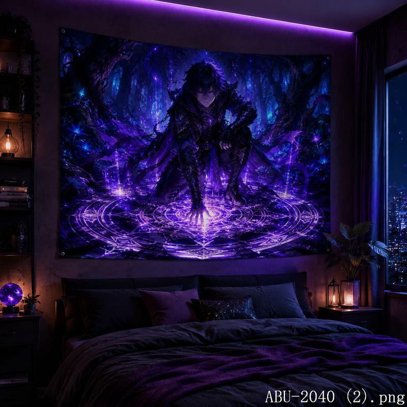 Starry Moon Anime Girl Aesthetic Tapestry Dreamy Galaxy Cartoon Wall Hanging Teen Dorm Bedroom Otaku Home Wall Decor