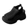 Damen Plateauschuhe mit offenem Zehenbereich und Air-Mesh-Einsätzen Modische und lässige Keilsandalen mit Aussparungen Schwarz Beige Weiß