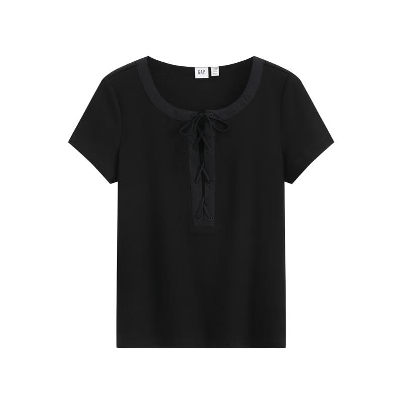 

GAP Women s 2026 Summer Cool-Touch Knit Drawstring Open Collar T-Shirt L (170/92A) Asian Size
