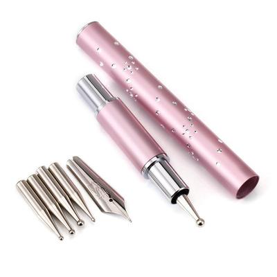 Testa in metallo Nail Art Punteggiatura Penna Punta da trapano Linea di fiori Strass Punta Pittura Disegno Gel UV Poli