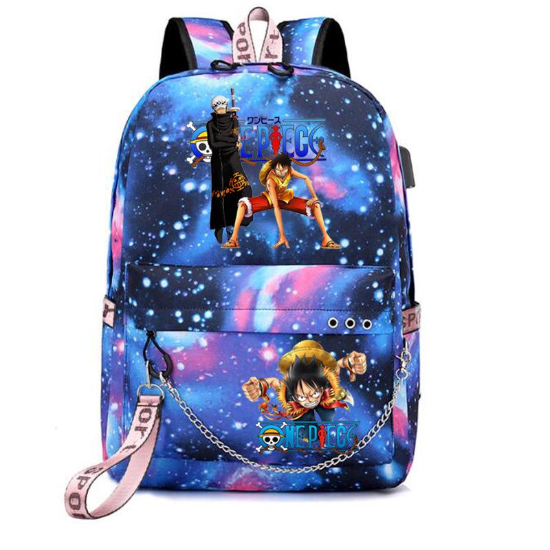 One Piece Print USB School Bag for Primary and Secondary School Students Men and Women Webbing Backpack