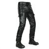 Mens Motorcycle Riding Pants Slim Fit Leather Biker Trousers With Silicone Padding Windproof Breathable Use