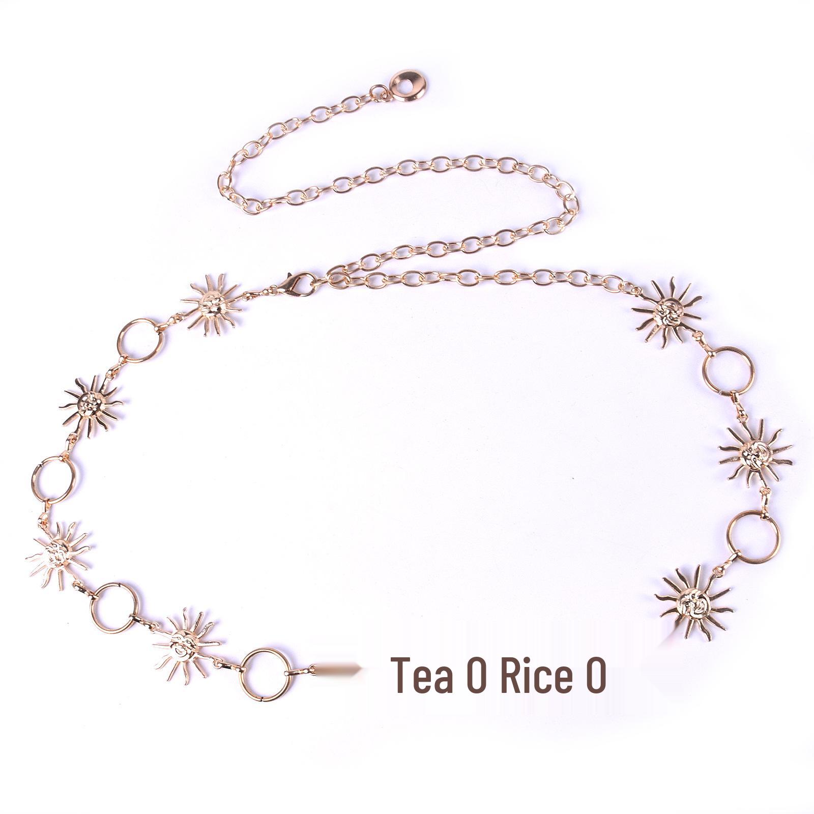 Золотая поясная цепочка  Маленькое Солнце  - Универсальный женский панк-металлический ремень для юбок