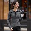 Bailuyu Damen Retro Kontrast Reißverschluss Revers Strickpullover