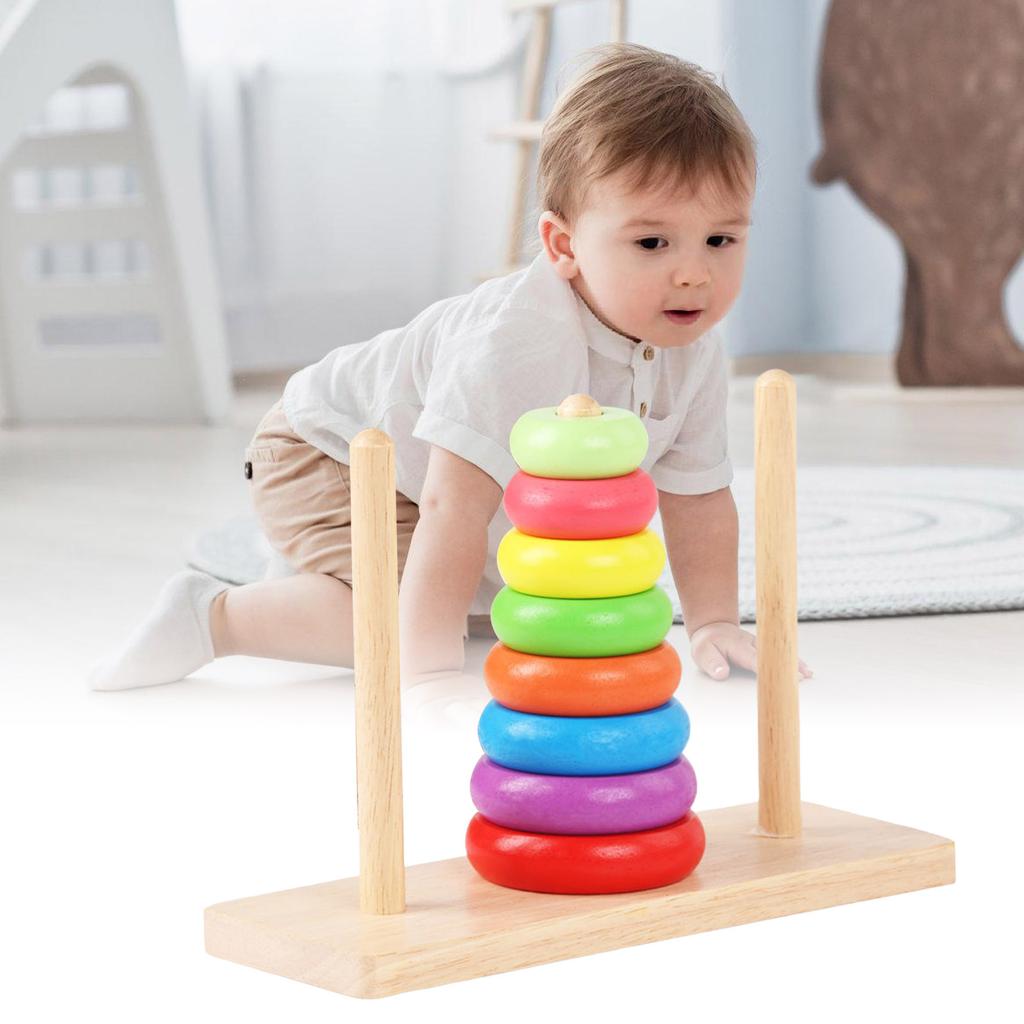 Tower of Hanoi Block Toy for Kids 3-6 Years Old Gifts Stacking Balance Toy Motor Skill for Babies Toddlers