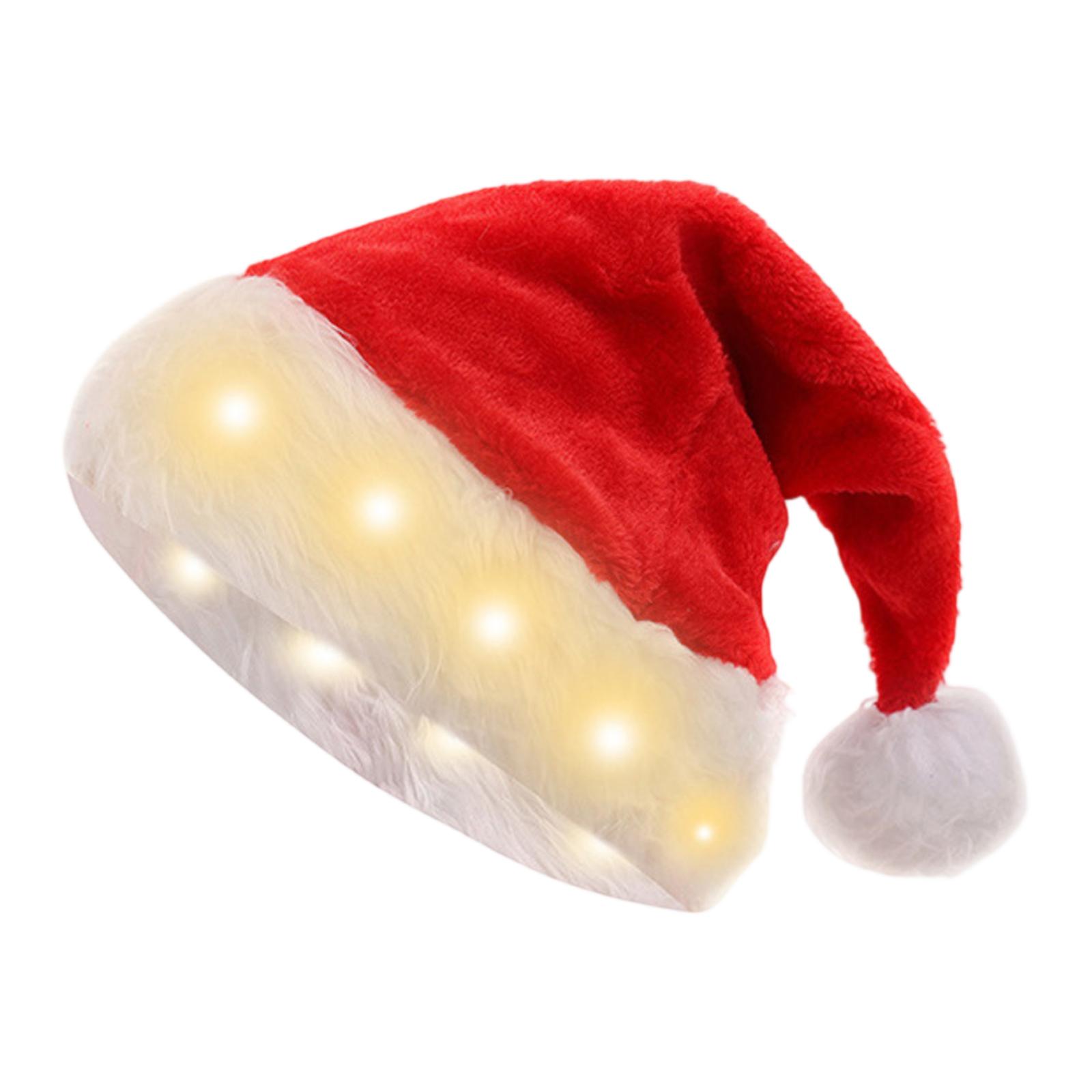 

Christmas Decoration Plush Light Up Led Santa Hat Santa Hat Christmas Supplies One Size