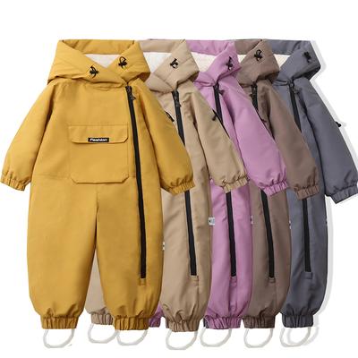 Winter Babykleidung Warmes Fellfutter Jungen Schneeanzug Winddicht Baby Ski Strampler Kinder Mädchen Jumpsuits