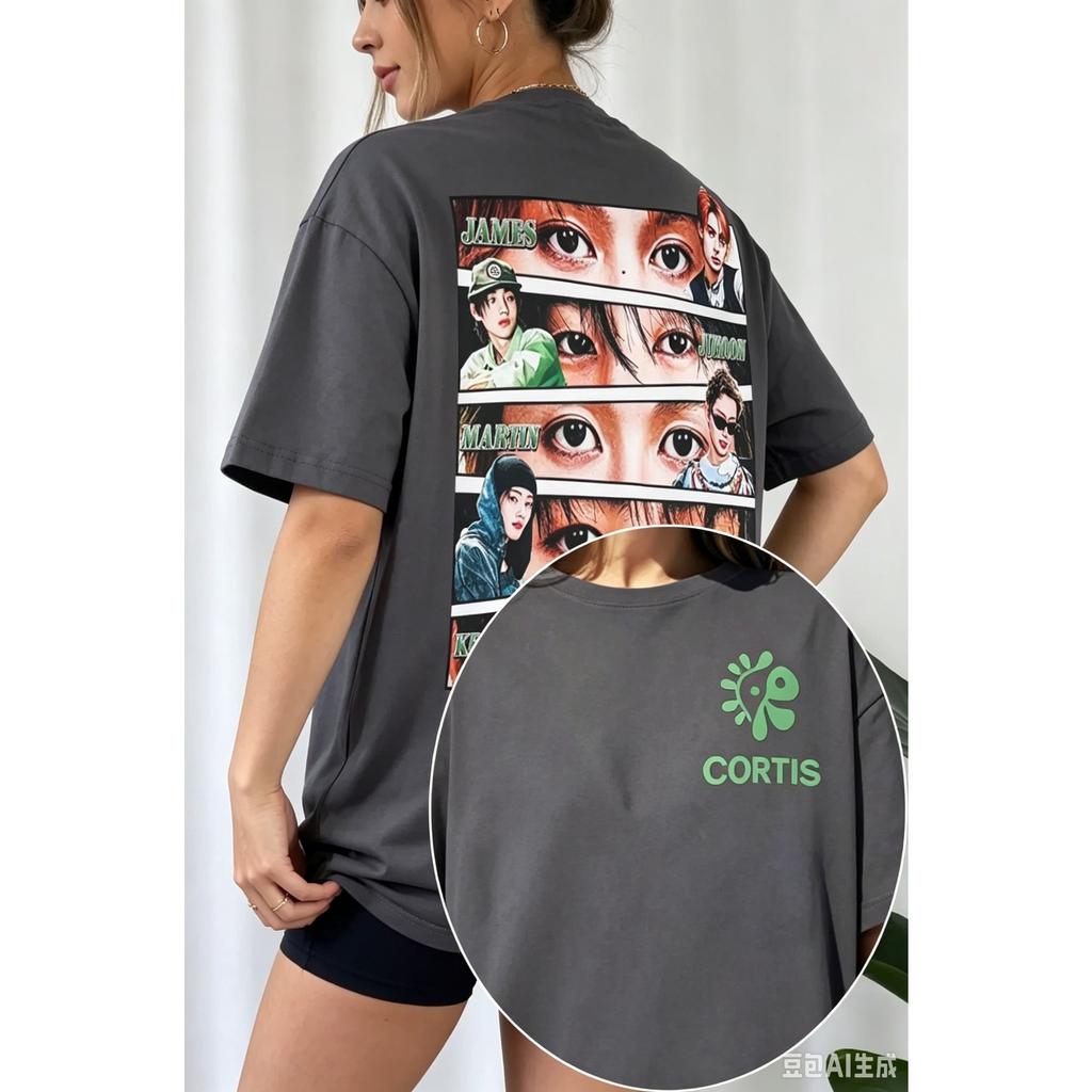 Cortis Eye Pattern Printing T-Shirt Men Women Kpop Merch Tee Oversized Streetwear Round Neck Short Sleeves Harajuku High Quality Female Male Clothing
