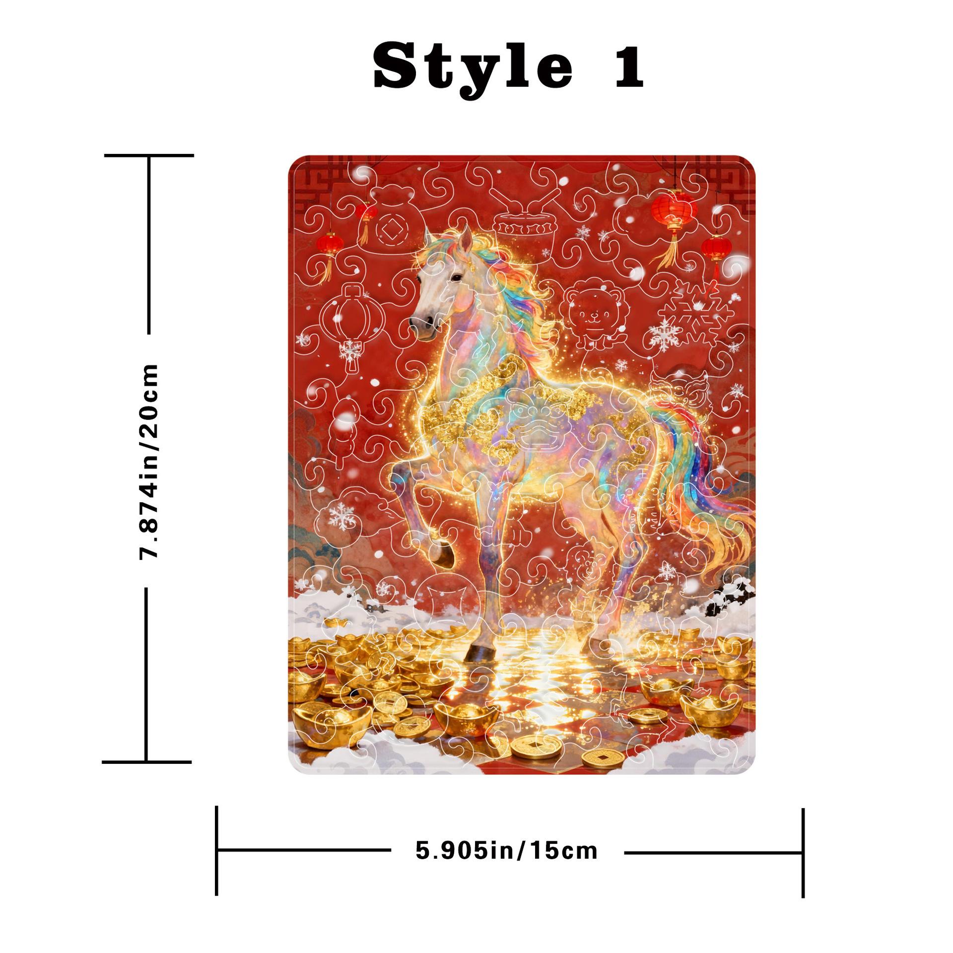 Year Of The Horse Puzzle Decorative Painting Colorful Golden Horse Tabletop Ornament Acrylic Puzzle