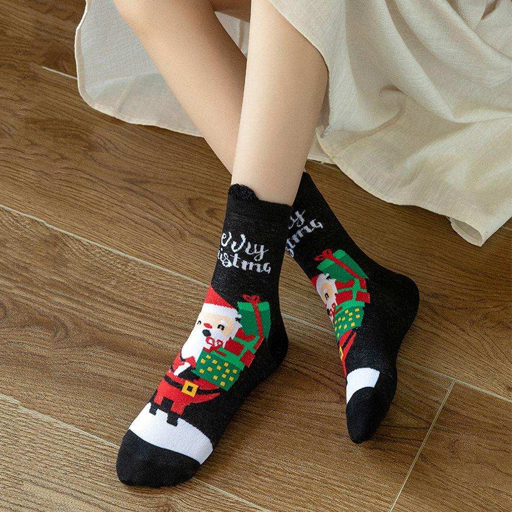 Snowflake Santa Xmas Tree Autumn Winter Happy Socks Cotton Christmas Socks Long Sock