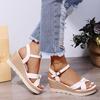 2022 Summer New Wedge Sandals Women's Thick-soled Increased One-word Buckle Strap Platform High-heeled Sandals