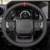 Full Coverage Accessory for Toyota Land Cruiser Prado LC250  2024 2025 Braid Black Leather Interior Car Steering Wheel Cover