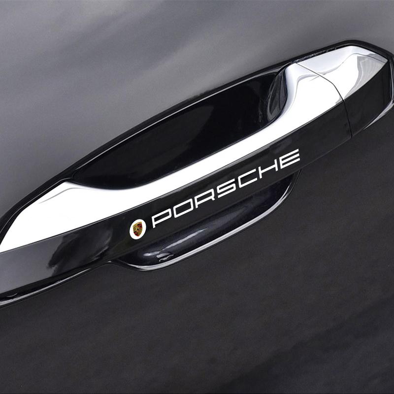 4Pcs Car Door Handle Stickers Tire Rear View Mirror Decals Auto Styling For Porsche 911 918 928 944 968 Boxster Cayenne Macan Panamera