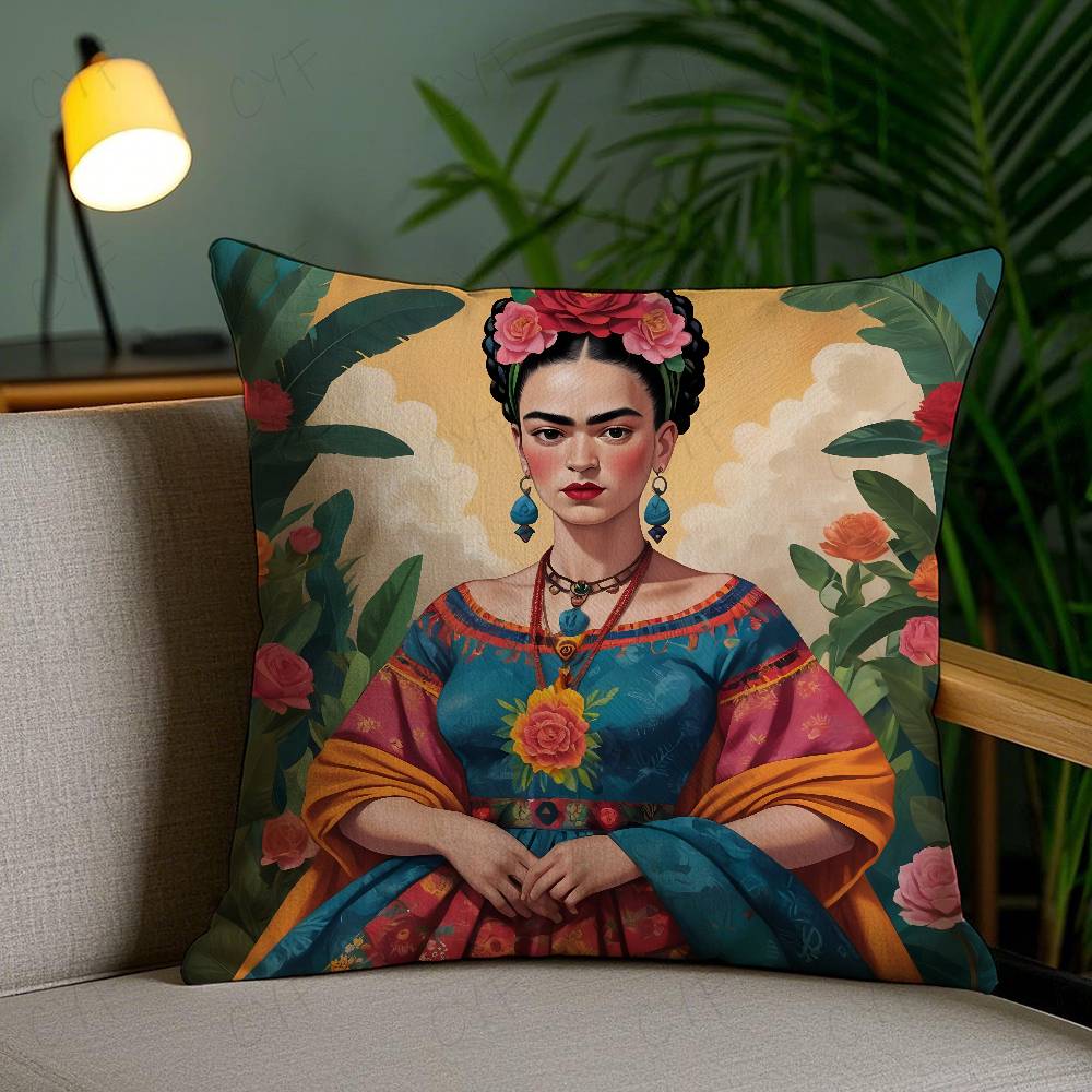 Anime F-Frida K-Kahlo Art Pillow Case Anti-Dustmite Pillowcase Invisible Zipper Silky Short Plush Sofa Cushion Cover