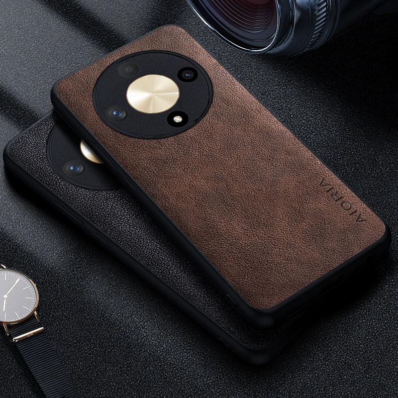 Prémiové luxusní kožené pouzdro na telefon pro Honor Magic6 Lite Pro X9b Funda Obchodní styl Jednobarevný kryt na telefon capa case