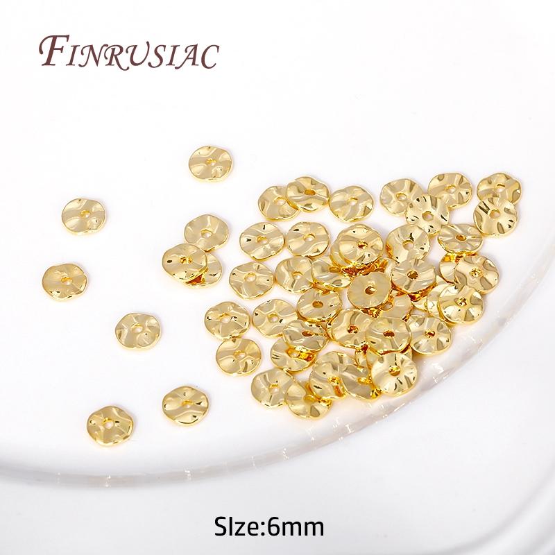 4/5/8MM 18K Gold Plated Wave Flat Spacer Beads,Wave Curling Round Bead Separators DIY Beading Jewelry Making