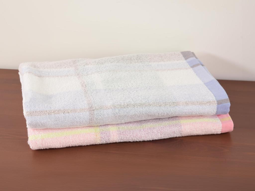 Kosugizen Large Bath Float Check 2 Colors of 70 x 140 Slightly Larger Bath Bulk Set of Towel, Pattern, (1 each), cm, Towel, Purchase, 2, ZGTF-890-2