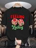 Unisex Crew Neck Tee Retro Heart Dice Feeling Lucky Letter Print Soft Cotton Loose Short Sleeve Summer Casual Male Streetwear Tops