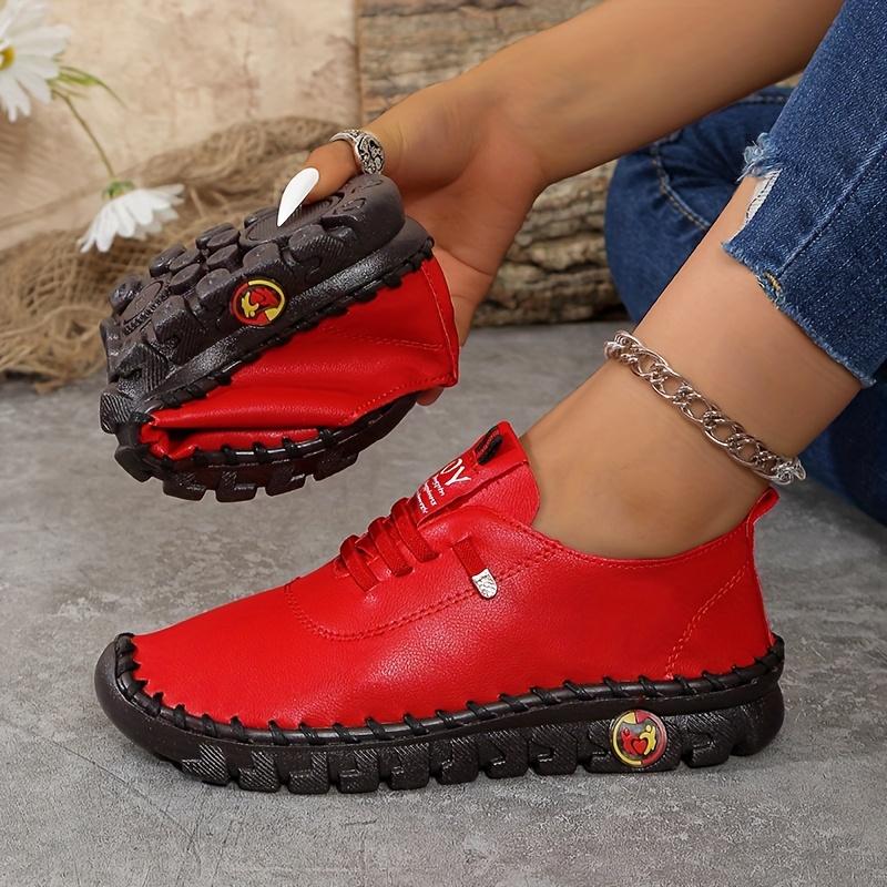 

Женские повседневные низкие кеды - Легкий мягкий синтетический верх и ПУ подошва, Туфли слипоны с круглым носком разных цветов - Комфорт на все сезоны 36