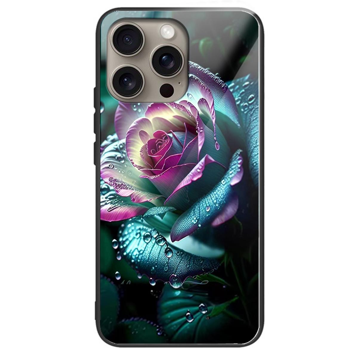 

For iPhone 16 Pro Max Case Tempered Glass TPU Drop-Proof Phone Cover Pattern Printing Style J