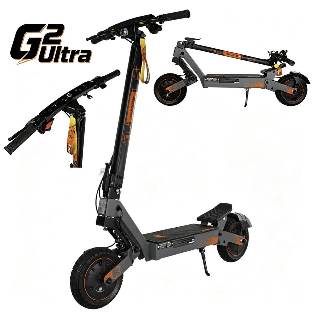 Trotinetă electrică pliabilă Kukirin G2 Ultra, motor 1600W, baterie 48 V 18 Ah, viteză maximă 25 km/h, autonomie 55 km, roți de 10 inci