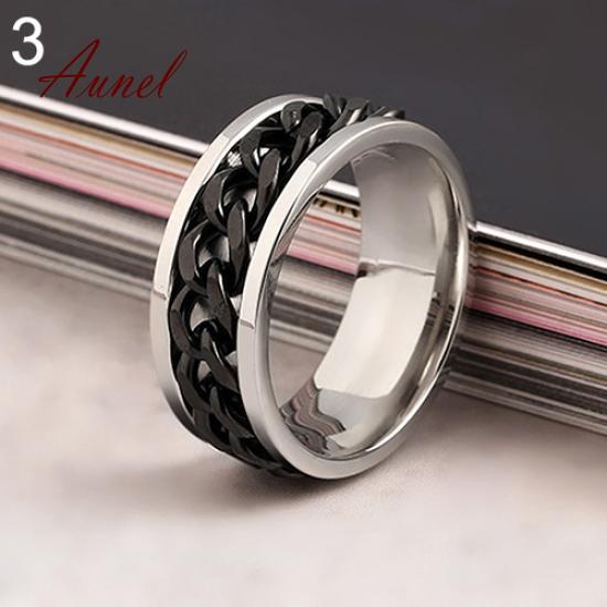Smart Punk Chain Style Stainless Steel Band Ring Jewelry Couple Gift