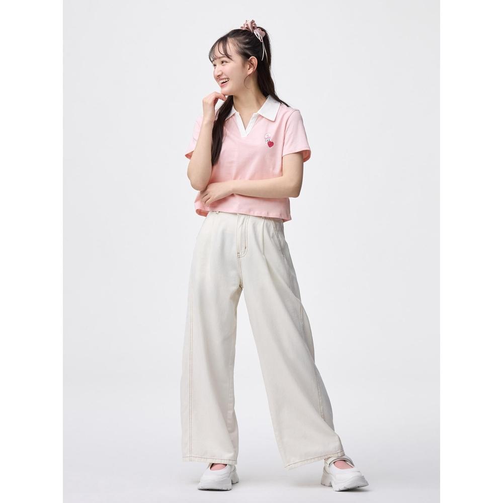 GU by Uniqlo Girls Cropped Polo Shirt Estabunny Jr