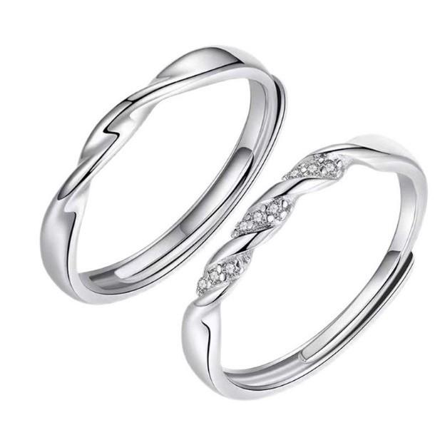 Sterling Silver Mobius Couple Rings: Light Luxury, High-End, Simple, Openable Design