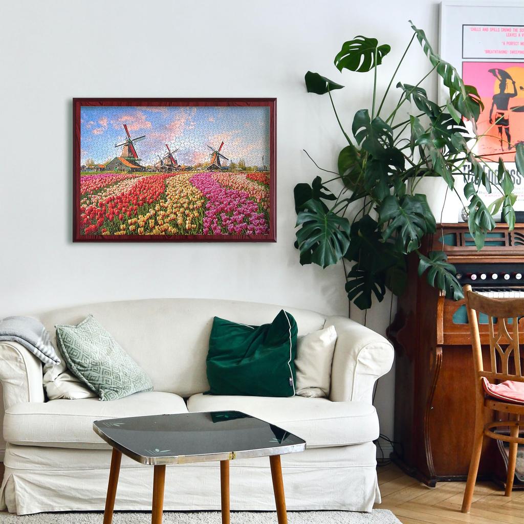 MISITU Micro Piece Jigsaw Puzzle, 1000 Pieces, Landscape, Nature, Flowers, Flower Garden, Windmill, Gift, Birthday, Christmas, Stylish, Interior,