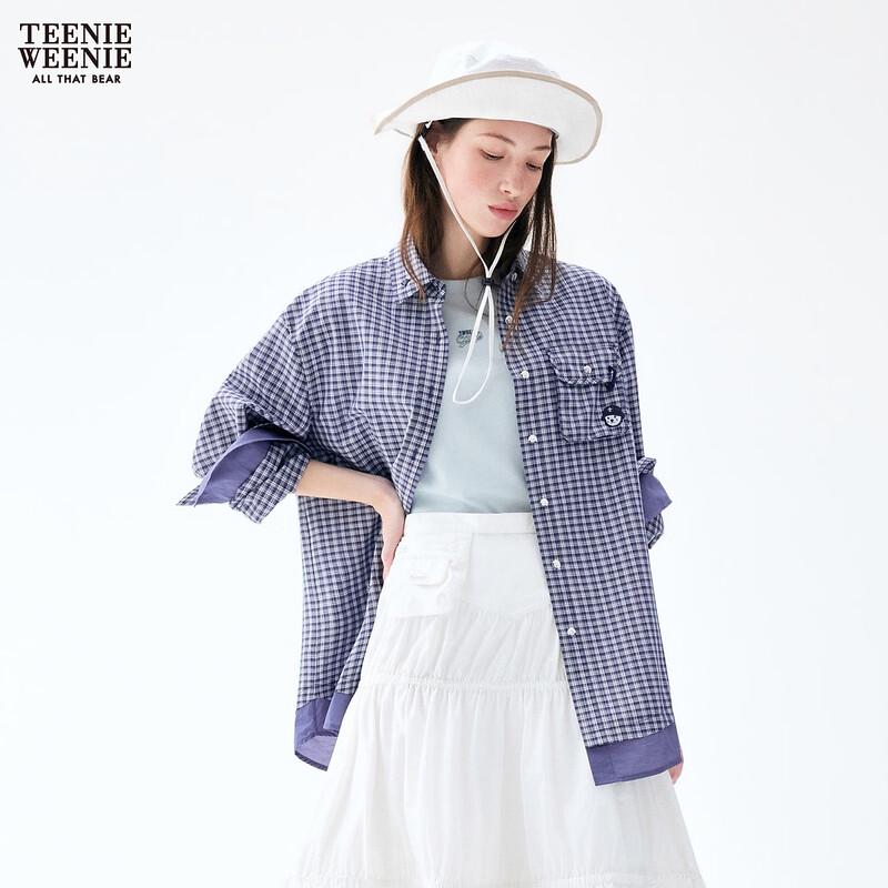 Teenie Weenie Women's 2026 Summer Plaid Bear Shirt