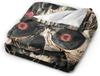 Skull Roses Throw Blanket - Skeleton Gifts and Decor - Soft, Warm, Cozy Fleece Blanket for Couch, Sofa, Bed -