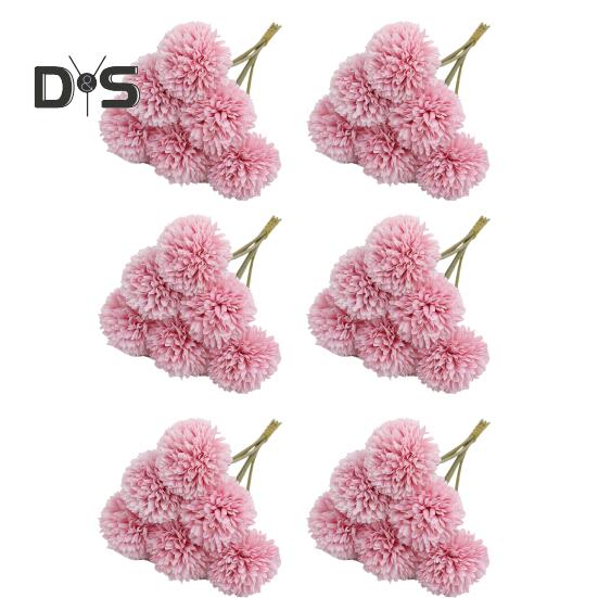 6 Stück künstliche Chrysanthemen-Bälle, realistisch, UV-beständig, künstliche Seidenblumen, für Hochzeiten, Partys, drinnen und draußen, Büro, Tischdekoration, Kunstblumen