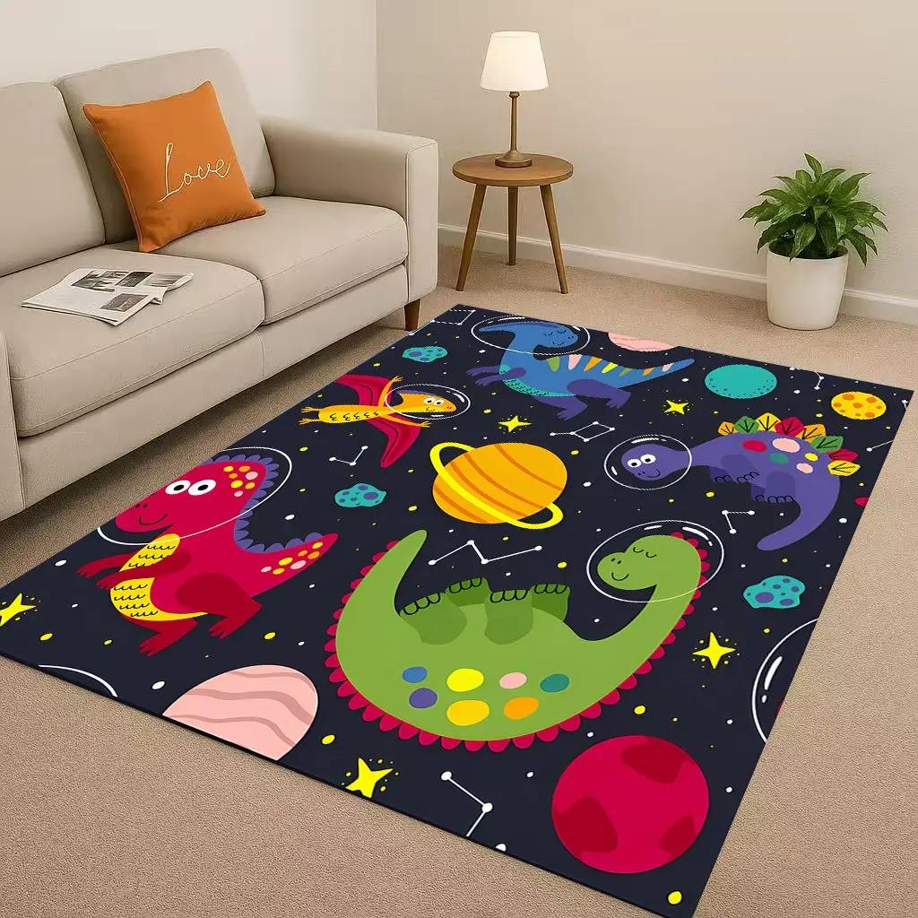 2026 New Space Dinosaur Cartoon Dino Art Living Room Non-Slip Area Rug Carpet for Bedroom Kids Playroom Sofa,Home Decor Doormat