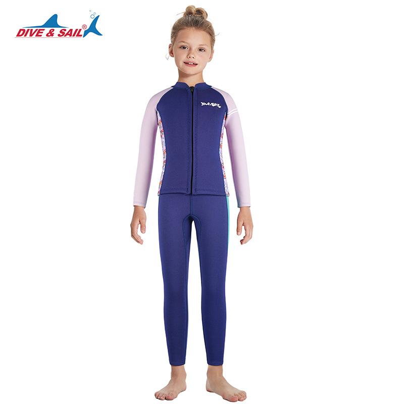 New 2.5MM Children's Diving Suit Split Long Sleeved Thick Diving Suit Girls' Training Swimming And Cold Surfing Suit