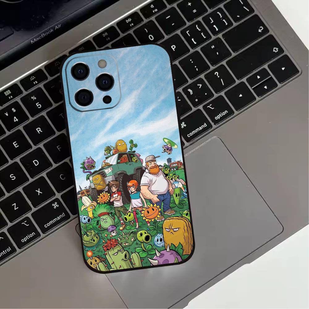P-Plants Zombies Game  Phone Case For iPhone 17,16,15,14,13,12,11 Plus,Pro Max,XS,Soft Silicone Black Cover