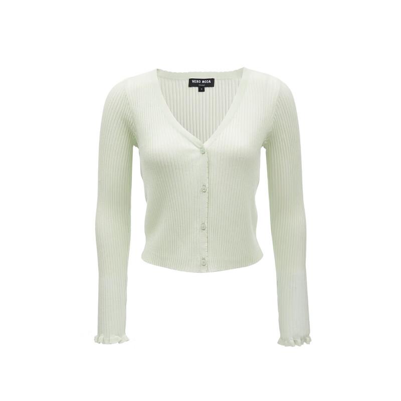 VEROMODA V-Neck Ruffle Cuff Solid Knit Cardigan