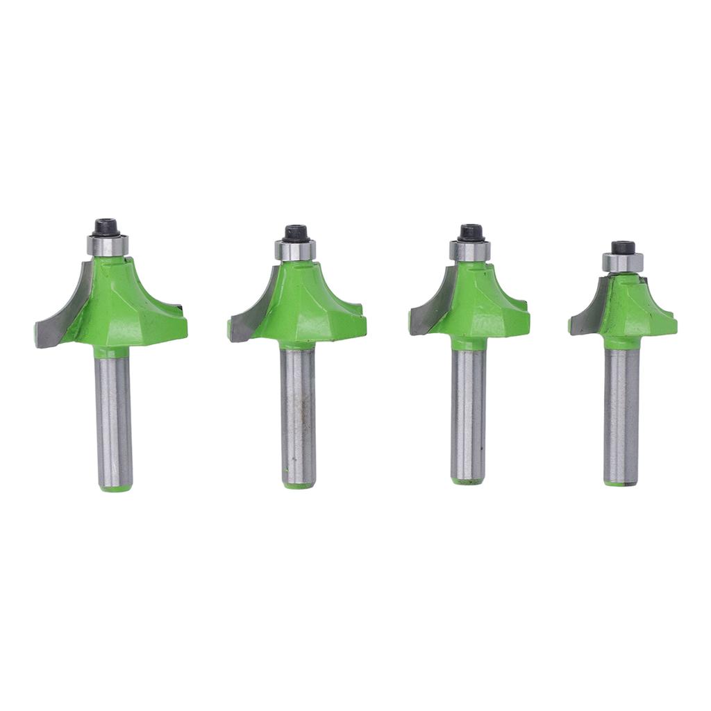 4 Pcs Roundover Router Bit 8mm Shank 58in 34in 78in 1in Radius High Hardness Corner Rounding