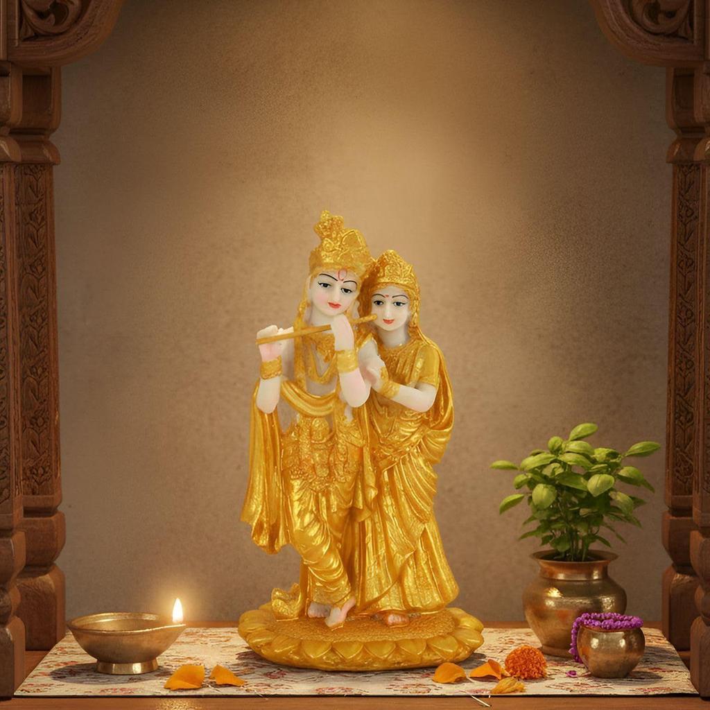 Radha Krishna Idol Statue Showpiece (Resin, 19 cm x 11 cm) - Decoration Items for Home Decor Living Room Mandir Temple Pooja Room