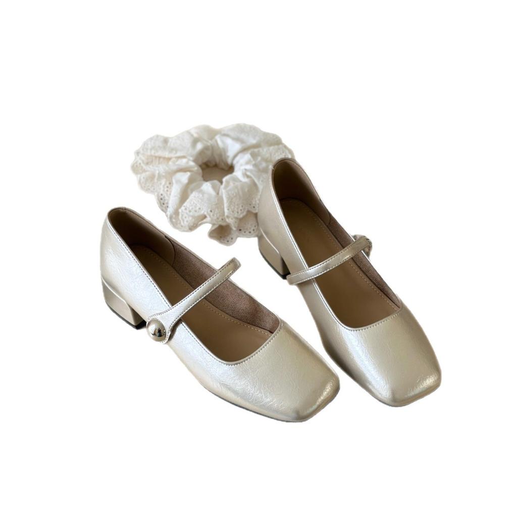 Fashion versatile square head shallow mouth single shoes women's 2025 summer comfortable breathable soft sole with skirt Mary Jane shoes women's shoes