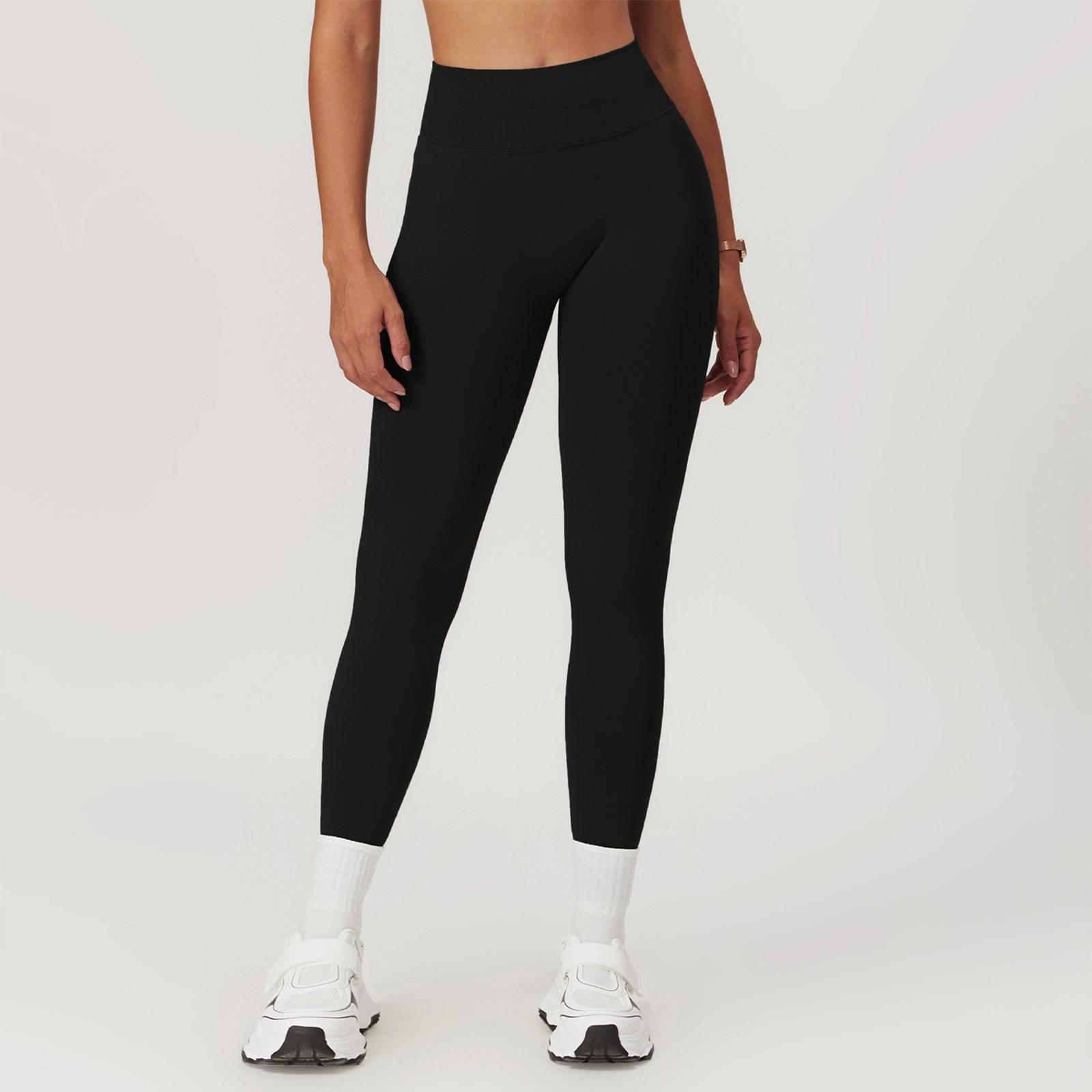 

Женские бесшовные утягивающие штаны для йоги Peach Butt, верхняя одежда для бега, спорта, быстросохнущие штаны для фитнеса L чёрный