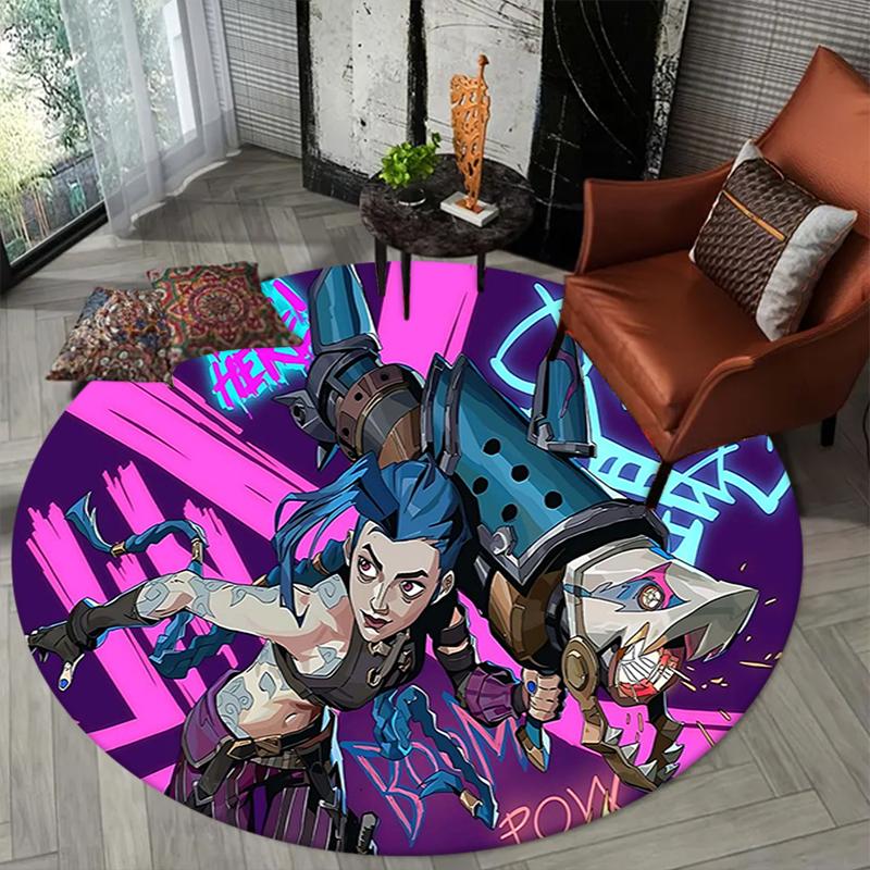 1Pc Anime Battle Flannel Round Rug Soft Non Slip Circular Office Carpet Floor Mat Bedroom Living Room Xmas Gift S1877