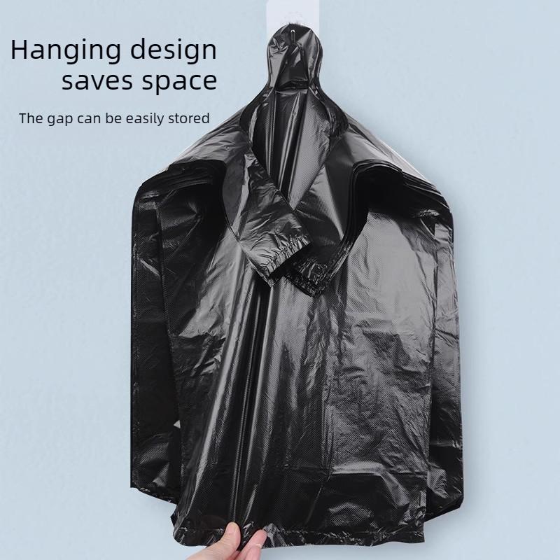 Black Vest-style Garbage Bags, Medium To Large Size, Extra Thick, Large Handle, Household Kitchen Plastic Garbage Bags
