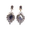 Silver Needle New Chinese Zircon Leaf Water Drop Earrings Light Luxury Premium Sense Earrings Retro Court Style Temperament Earrings Women