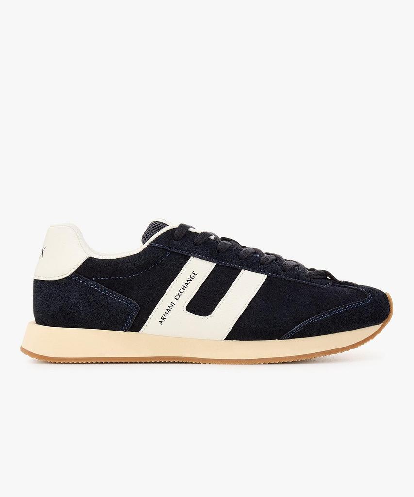Armani Exchange Men'S Logo Patch Suede Sneakers _Dark Navy_A416175006