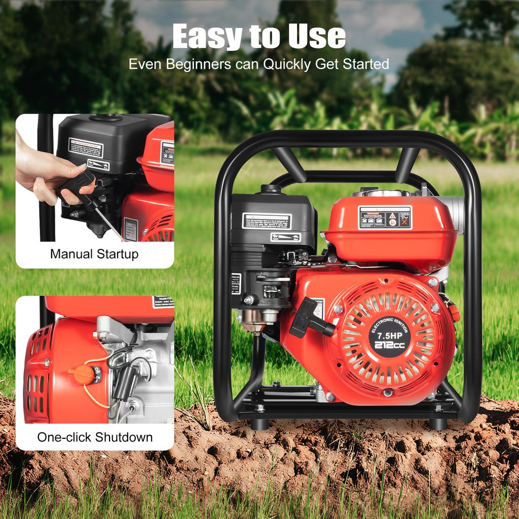 7.5HP Gasoline Water Pump 35m³/H High Flow for Farm Irrigation Fire Rescue Drainage 98.4ft Head