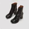 Fashion 2025 Luxury Brand Design Leather Tabi Boots Fashion Round Chunky High Heel Ankle Boots For Women Autumn Winter Split Toe Shoes
