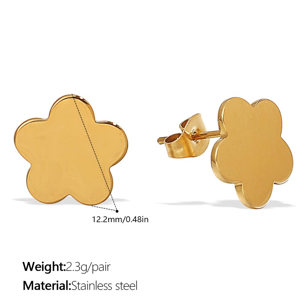 Fashion Irregular Folded Chrysanthemum Earrings Stainless Steel Gold Plated Versatile Earrings Jewelry